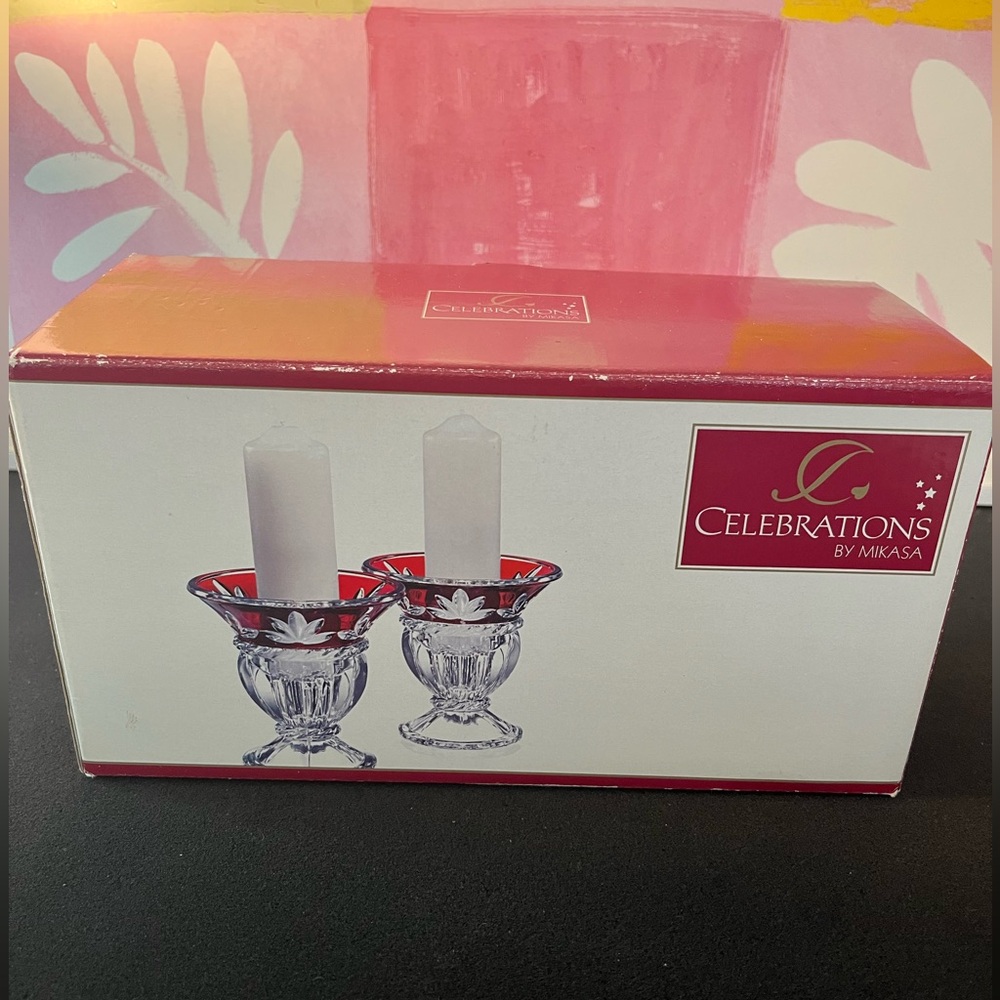 Vintage candleholders with two candles